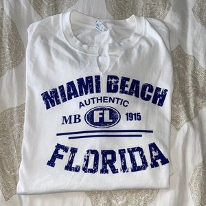 Miami Beach Florida White & Navy Short Sleeve